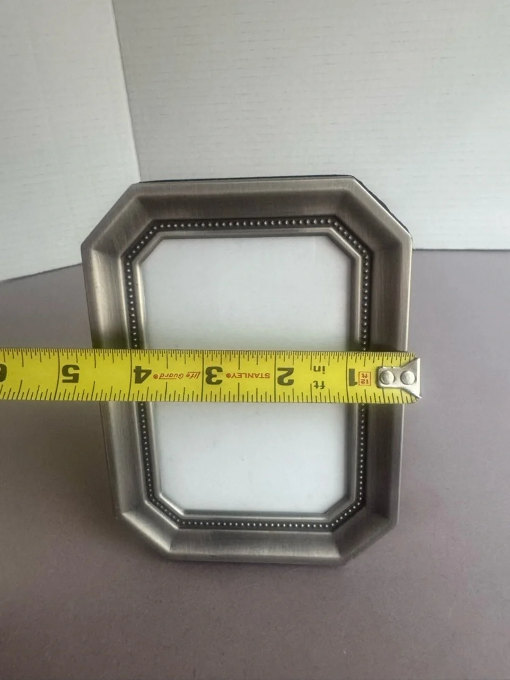 Burnes Of Boston Satin Silver Beaded Octagonal Frame